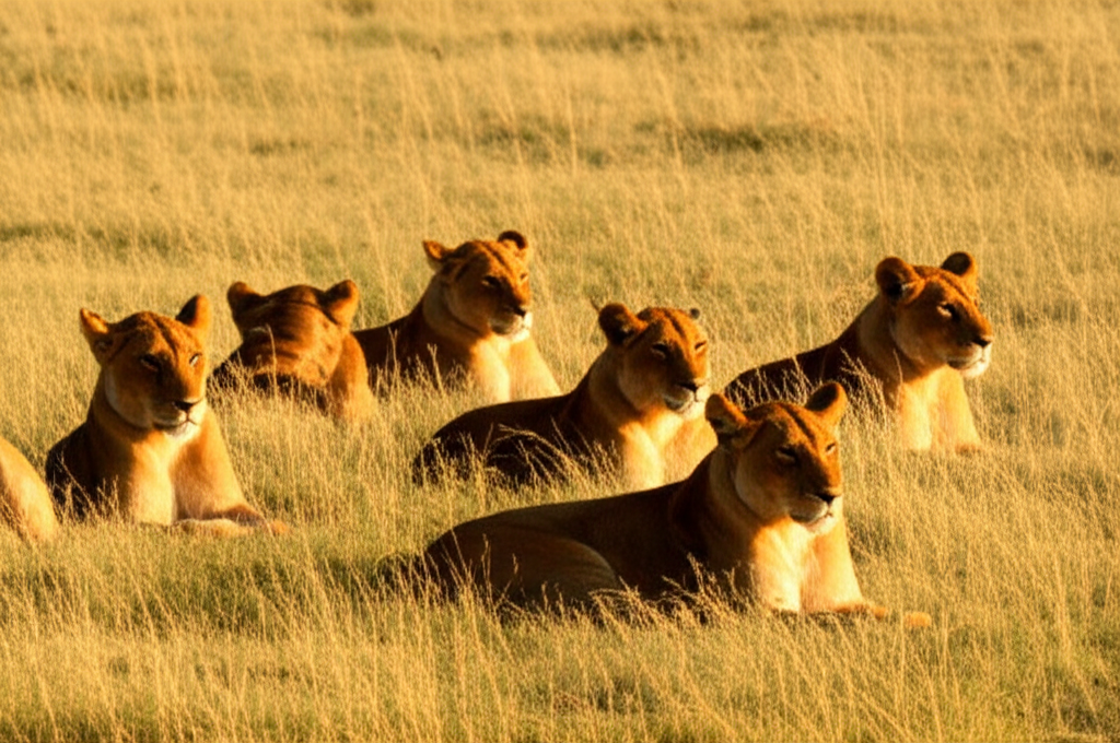 Maasai Mara Lions at Sunset